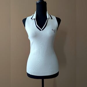 Racquet Ribbed-Knit Sleeveless Tory Burch Sport Polo - SM/P